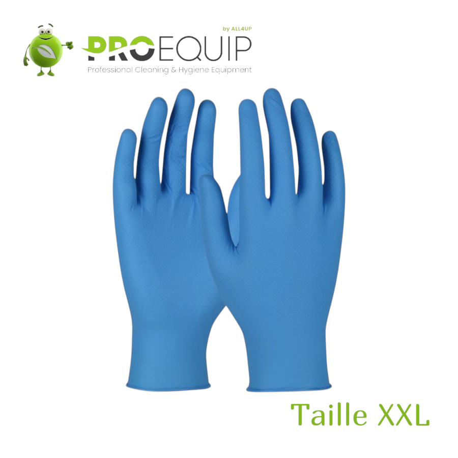 Gant nitrile bleu non poudré - Grip micro Diamond 29cm - Taille XXL - 50 pièces/boîte